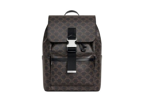 CELINE Triomphe Canvas and Calfskin Backpack - Black