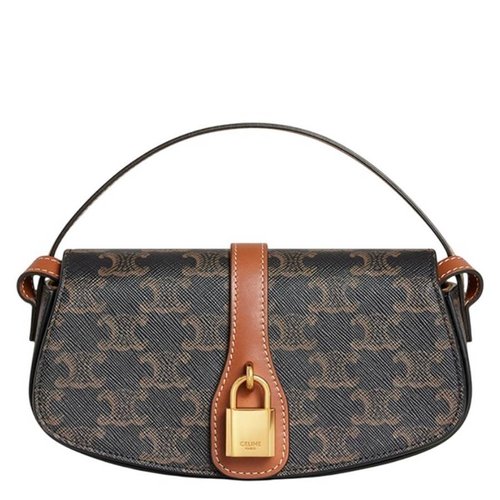 CELINE Triomphe Canvas and Calfskin Clutch On Strap - Gold Tone - 10I592DQ2.04LU X