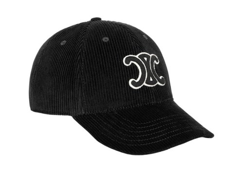 CELINE Triomphe Corduroy Baseball Cap - Black - AA03G0176.38NO