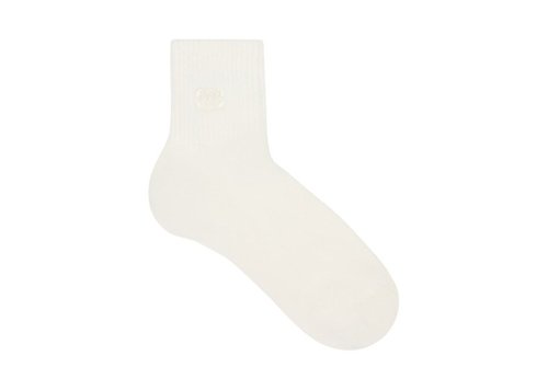 CELINE Triomphe Embroidered Ribbed Socks - Ecru - 2AT5A814X.00GT