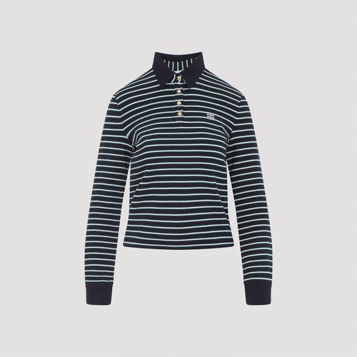 CELINE Triomphe Ls Polo - RX0990424 GAI7 NAVY GREEN OFF WHITE