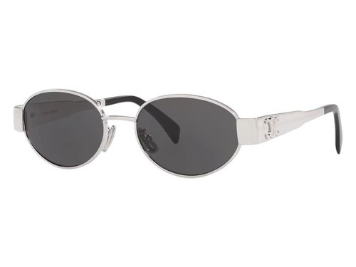 CELINE Triomphe Metal 01 CL40235U Sunglasses Shiny Silver/Smoke 4S235CMLB.36SMCL000350 2700L1in/Grey Cl000350 2700L1 - Shiny Grey/Grey (Cl000350 2700L1)