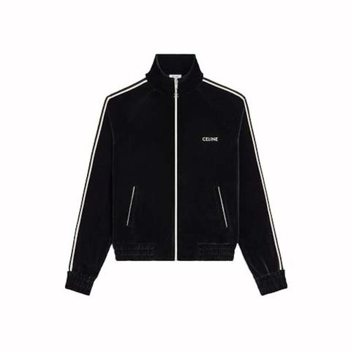 CELINE Velvet Jersey Tracksuit Jacket - Black/White - 2Y33G748Q38AW