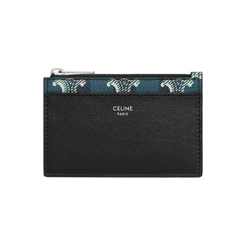 CELINE Zipped Card Holder In Striped Triomphe Canvas And Lambskin - 10F992GUI 07TH