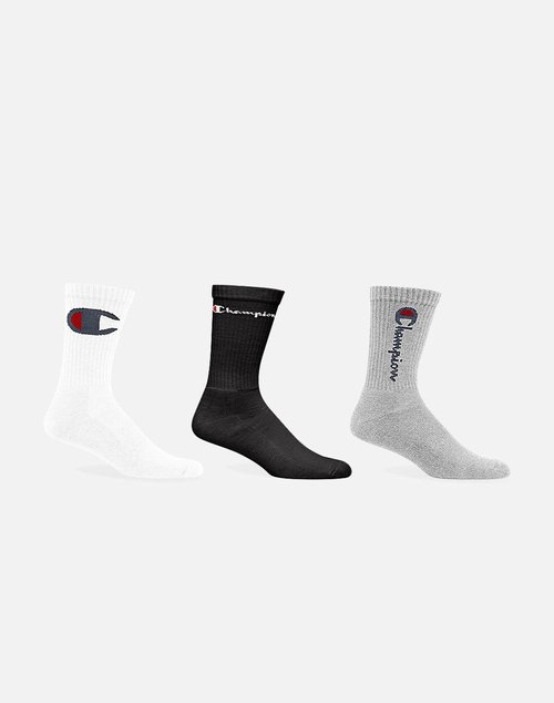 Champion MULTI LOGO 3-PACK CREW SOCKS - Multi - A2229-67V