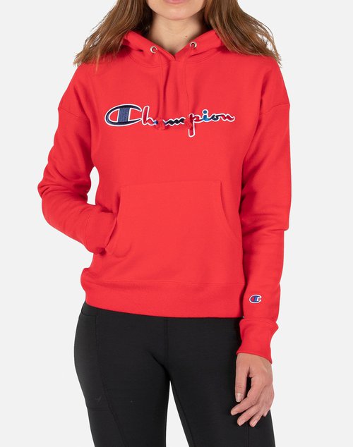Champion VINTAGE LOGO REVERSE WEAVE PULLOVER HOODIE - RED - GF757-Y07966-040