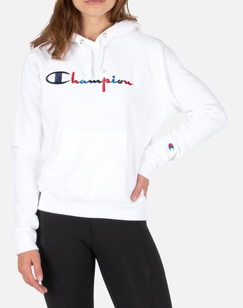 Champion VINTAGE LOGO REVERSE WEAVE PULLOVER HOODIE - White - GF757-Y07966-045