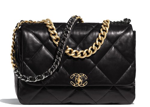 CHANEL 19 Flap Bag Lambskin Gold/Rutheniumtone Maxi - Black