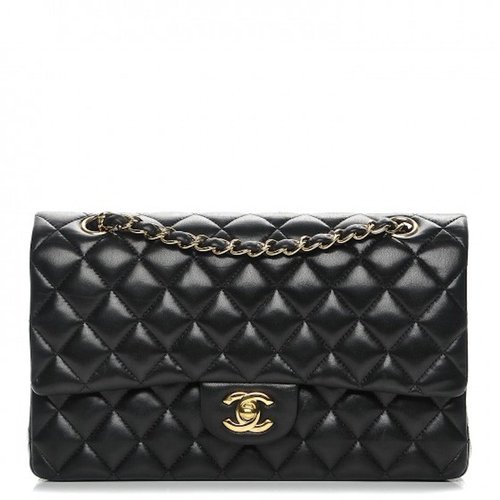 CHANEL Classic Double Flap Quilted Lambskin Goldtone Medium Black - Multicolor