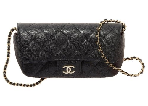 CHANEL Classic Glasses Case with Chain - Black