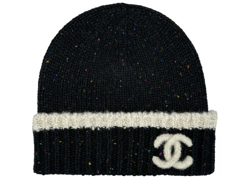 CHANEL Cloche Black CC Logo Beanie - Aa8630 Black/Ecru