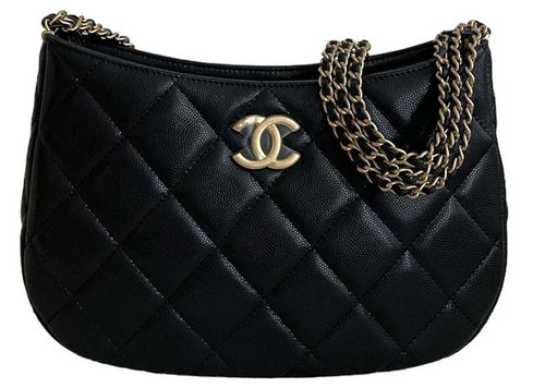 CHANEL Grained Calfskin 24C Hobo Bag - Black (As4612)