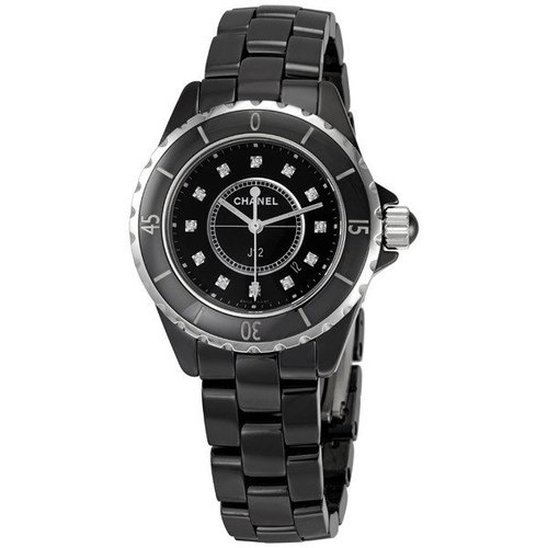 CHANEL J12 Diamonds Ceramic Ladies Watch H1625 - Black/Silver Tone - H1625DIAMETER-DIMENSION