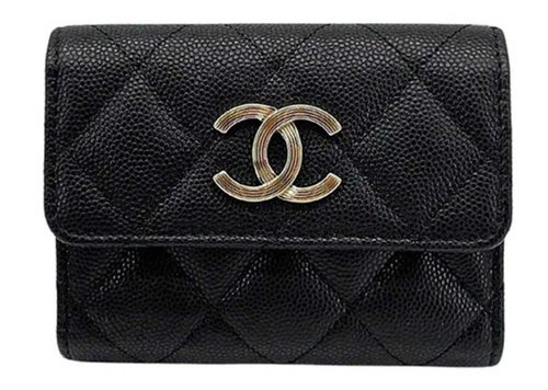 CHANEL Large CC Logo TriFold Card Holder - Black (Ap3141)