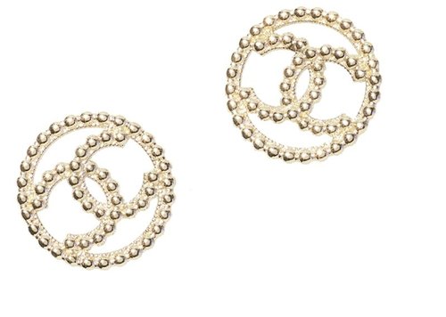 CHANEL Metal Logo Earrings - Gold
