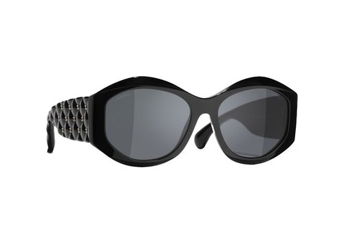 CHANEL Oval Sunglasses - Black/Gray (5486 C622/S4)