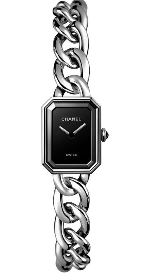 CHANEL Premiere Gourmette Quartz Dial Ladies Watch H7019 - Black/Silver Tone - H7019DIAMETER-DIMENSION