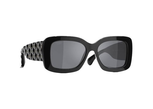 CHANEL Rectangle Polarized Sunglasses - Black/Gray (5483 C622/T8)