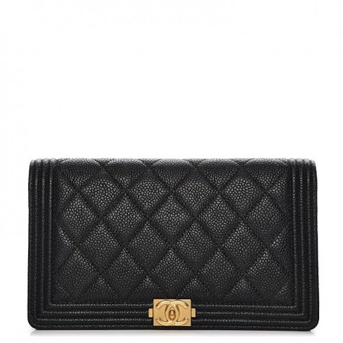 CHANEL Yen Wallet Quilted Diamond - Black