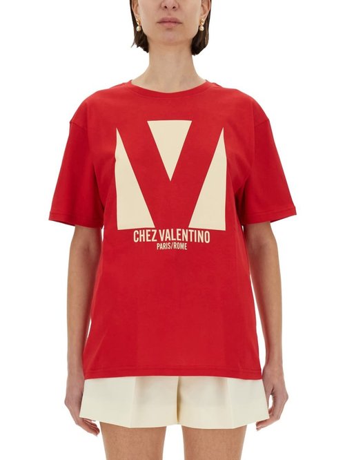 chez Valentino Print T-shirt - 6B3MG24H95WR9B