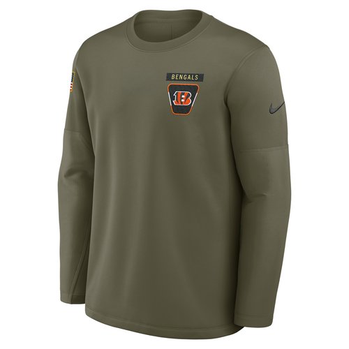 Cincinnati Bengals Salute to Service Sideline Triumphant Win Coach Nike NFL Pullover Crew - Olive - 03BR2DHA2Y-1KL