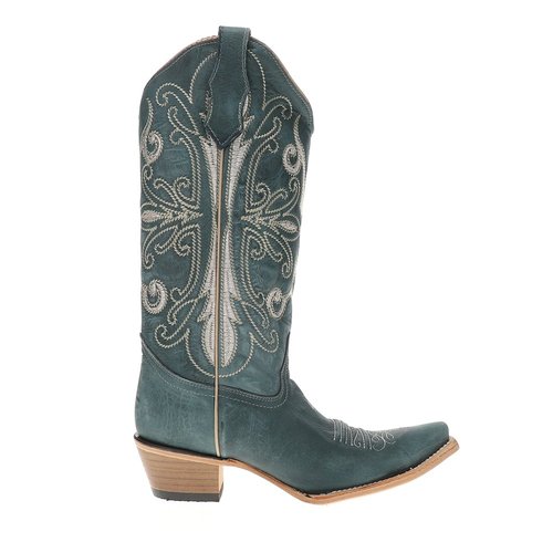Circle G by Corral Embroidered Snip Toe Pull On Cowboy Boots - Blue - L.6275