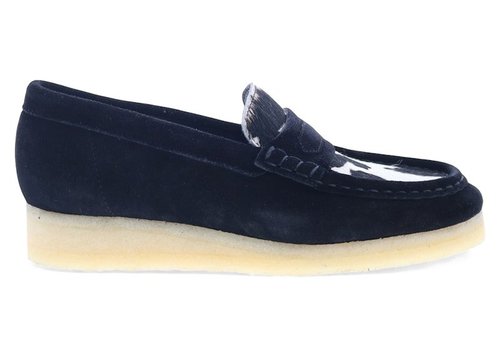 Clarks Originals Wallabee Loafer Cow Print Hair On Suede - Black - 26.75837