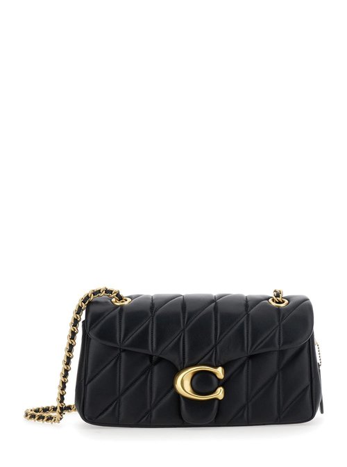 Coach tabby 26 Black Quilted Crossbody Bag With Chain-link Leather Shoulder Straps And Logo Plaque On The FrOnt In Leather - CP150B4BK