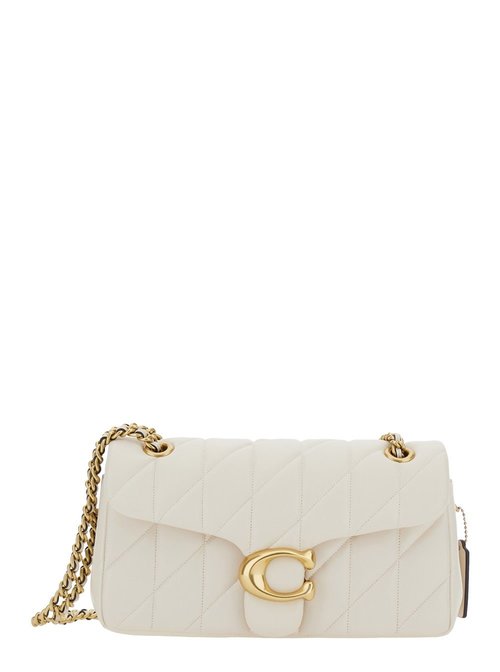 Coach tabby 26 White Quilted Crossbody Bag With Chain-link Leather Shoulder Straps And Logo Plaque On The FrOnt In Leather - CP150B4HA