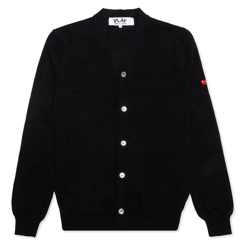 Comme des Garçons Play Small Heart On Sleeve Cardigan Sweater - Grey - AX.N042