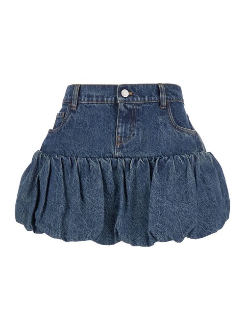 Coperni Blue Miniskirt With Logo Patch On The Rear And Gathered Hem In Denim - COPJ76F2014BLUE