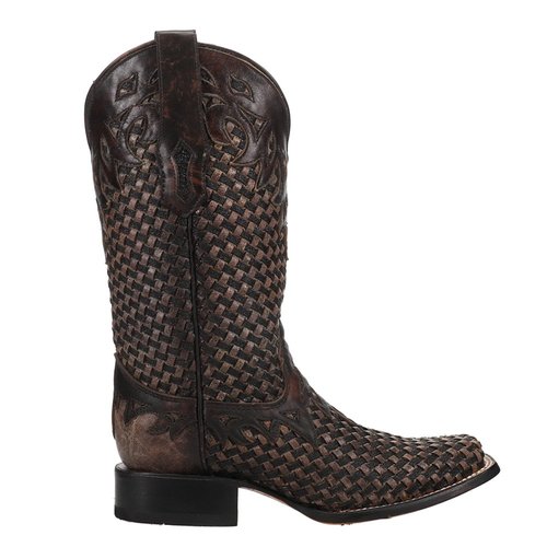 Corral Boots Woven Square Toe Pull On Cowboy Boots - Brown - A.4526