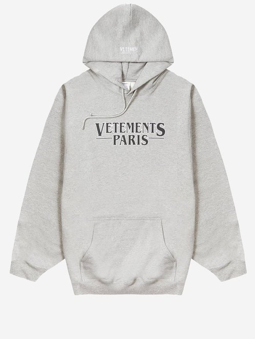 Cotton Blend Sweatshirt With VETEMENTS Paris Print - UE54HD500GGREYMELANGE