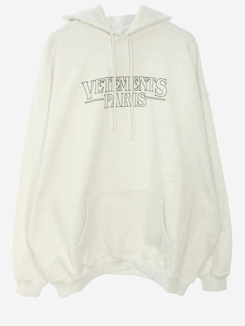 Cotton Blend Sweatshirt With VETEMENTS Paris Print - UE54HD500WWHITE