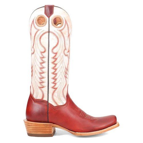 Dan Post Boots Adelaide Embroidered Square Toe Pull On Cowboy Boots - Off White/Red - DP.7048