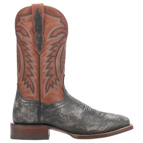 Dan Post Boots Lester Embroidered Square Toe Pull On Cowboy Boots - Black/Brown - DP.4934