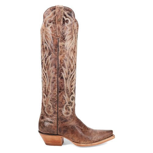 Dan Post Boots Rustic Ridge Embroidered BisOn Snip Toe Pull On Cowboy Boots - Brown - DP.7060