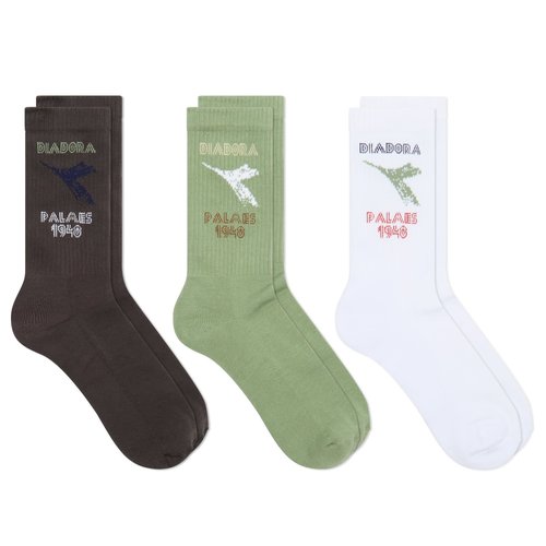 Diadora Legacy 3 Pack Crew Socks - Oyste/White/Ivy - 503-1824310-C0054