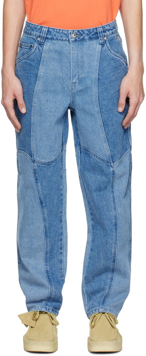 Dime Blue Blocked Jeans - Blue washed - DIME23D2F30BLU