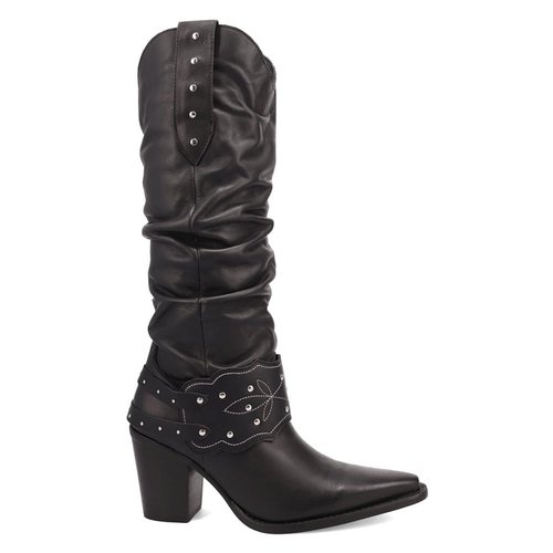Dingo Grit N' Grace Slouchy Studded Snip Toe Pull On Boots - White - D.2285