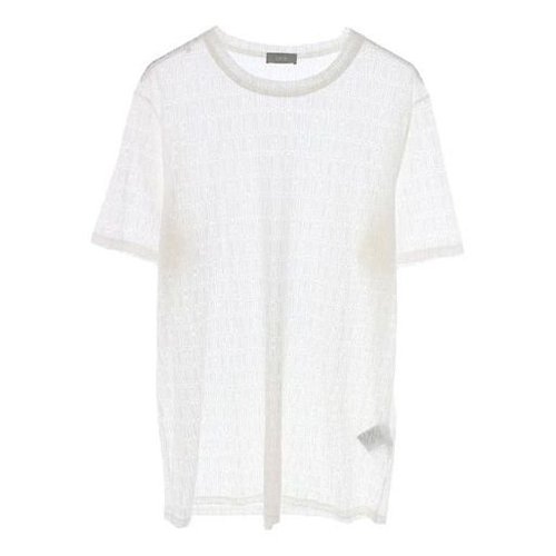 Dior Art Signature Letter Hollow Perspective Short Sleeve For - White - 033J600A0643-080
