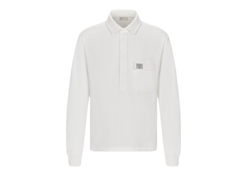 Dior by Birkenstock Relaxed Fit CD 1947 Longsleeved Polo Shirt - White - 243J832A0755_C080