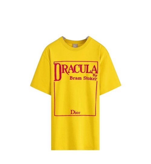 Dior Dracula Relaxed Fit Embroide T-Shirt - Yellow/Red - 683J640A0677_C283