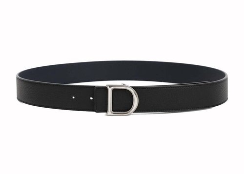 Dior Reversible Grained Leather Belt - Black/Navy Blue