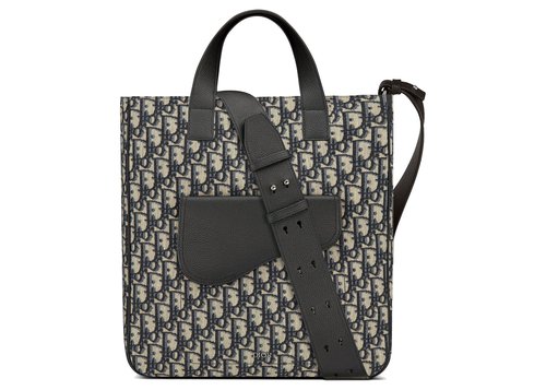 Dior Saddle Tote Bag Oblique Galaxy - Beige/Black