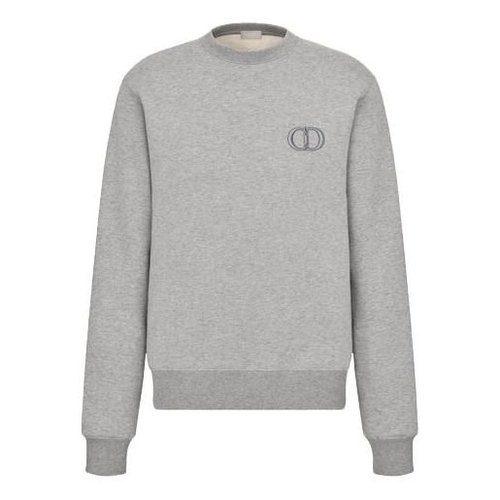 Dior SS21 Logo Pattern Embroidered Round Neck Long Sleeves Gray - Grey - 113J699A0531-C888