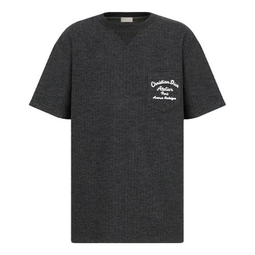 Dior SS22 Alphabet Printing Round Neck Short Sleeve T-Shirt - Gray - 213J637A0739-C870