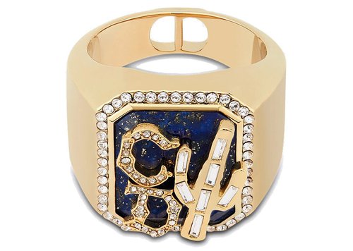 Dior x CACTUS JACK Signet Ring - Gold/White/Lapis