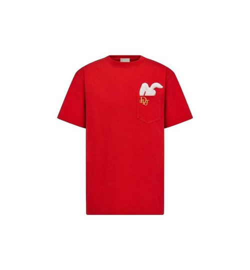 Dior x ERL RelaxedFit T-Shirt - Red Cotton Jersey - 313J651A0554_C381