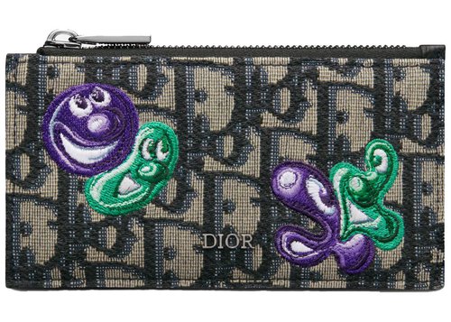 Dior x Kenny Scharf Zipped Card Holder - Beige/Black